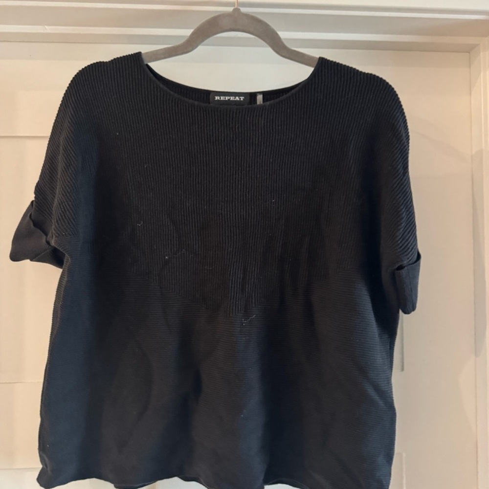 Repeat Women’s Black Short Sleeve Knit Top Size 38/S